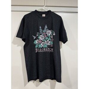 Vtg 90s Yellowstone National Park Flower Mens L T-shirt Jerzees Puff Paint